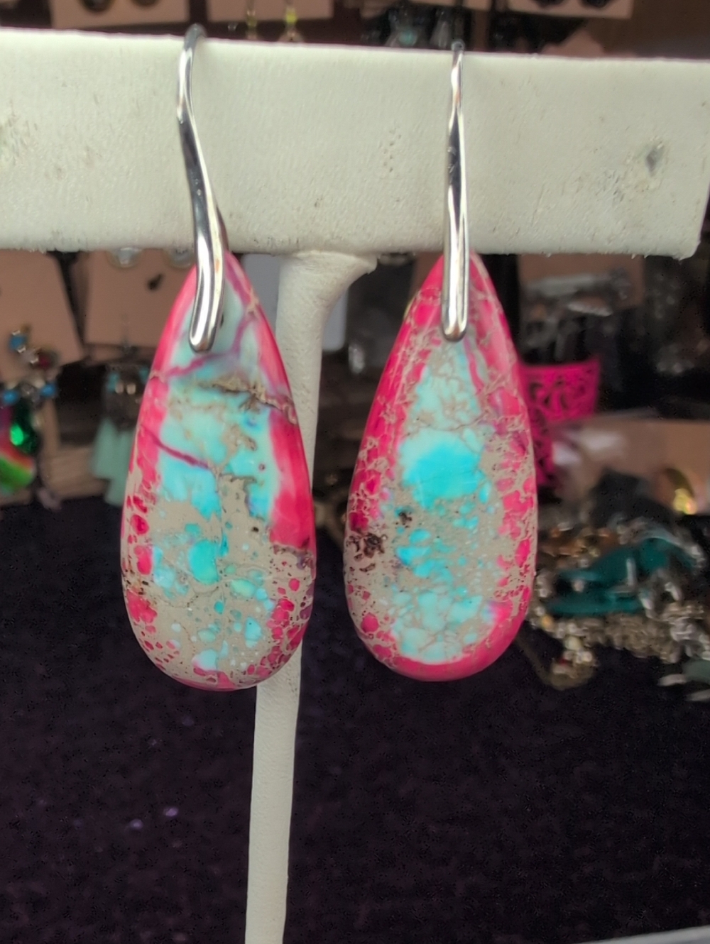 Scarlet Imperial Jasper Teardrop Earrings.